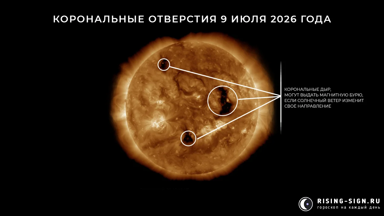 Изображение: корональные дыры от 9 июля 2026 года