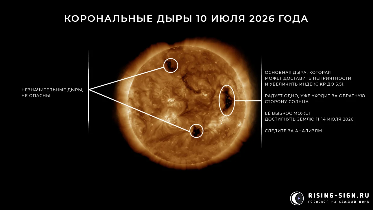 Изображение: корональные дыры 10 июля 2026 года