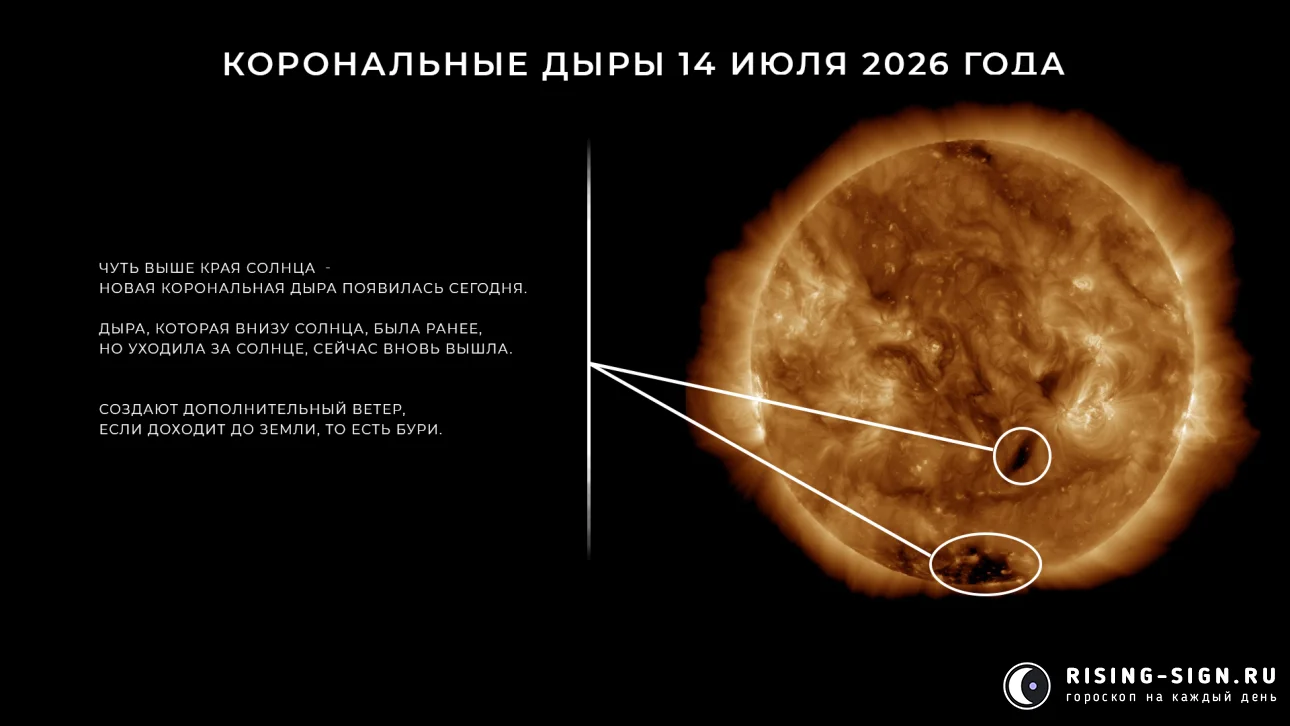Изображение: корональные дыры 14 июля 2026 года
