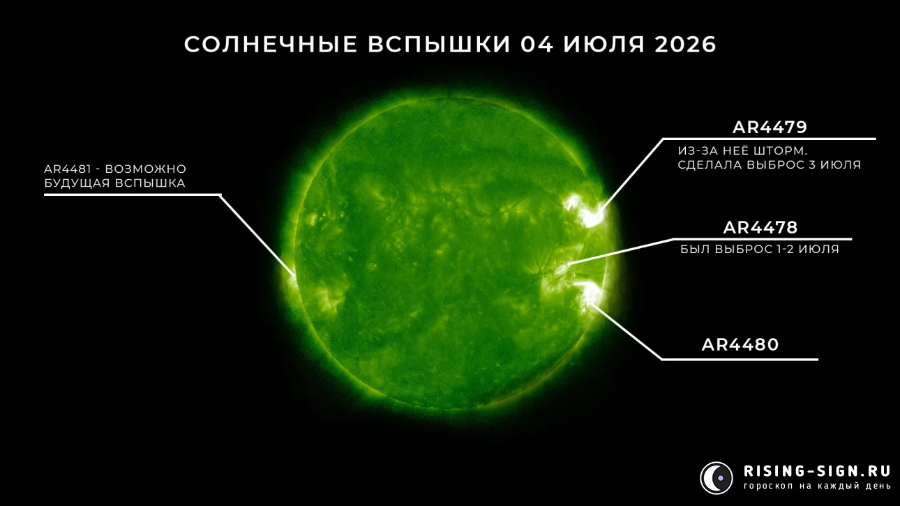 Изображение: солнечные вспышки 04 июля 2026 года